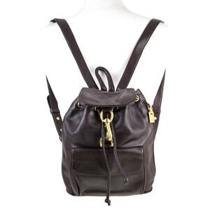 Bloomingdale's BROWN GENUINE LEATHER FLAP BACKPACK SHOULDER BAG HANDBAG PURSE